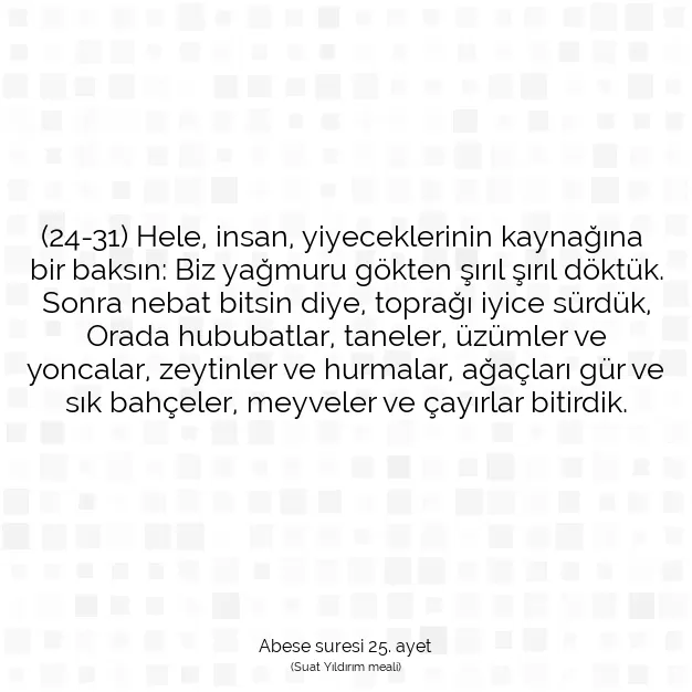 Ayetbul | Kuran Mealleri | Quran | Abese suresi 25. ayet