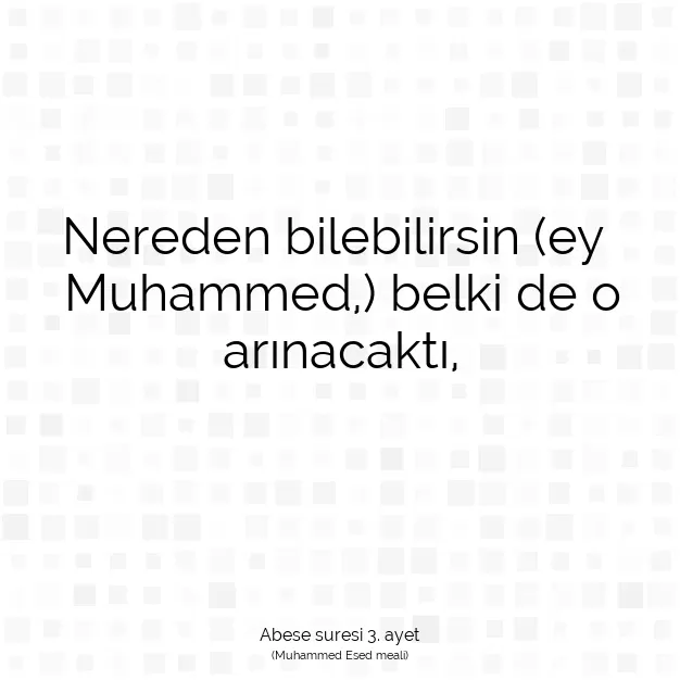 Ayetbul | Kuran Mealleri | Quran | Abese suresi 3. ayet