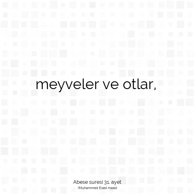 Ayetbul | Kuran Mealleri | Quran | Abese suresi 31. ayet