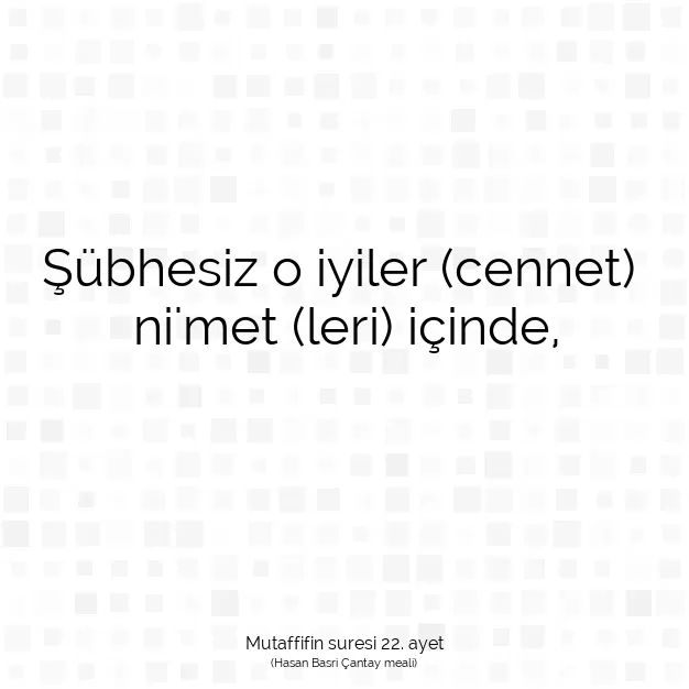 Ayetbul | Kuran Mealleri | Quran | Mutaffifin suresi 22. ayet