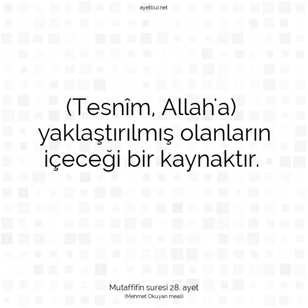 Ayetbul | Kuran Mealleri | Quran | Mutaffifin suresi 28. ayet