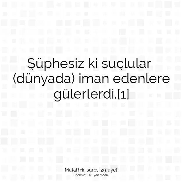 Ayetbul | Kuran Mealleri | Quran | Mutaffifin suresi 29. ayet