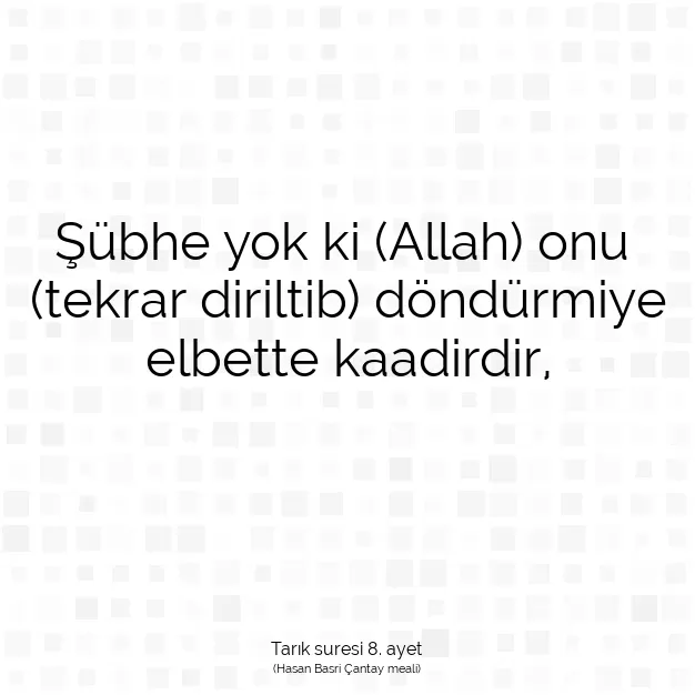 Ayetbul | Kuran Mealleri | Quran | Tarık suresi 8. ayet