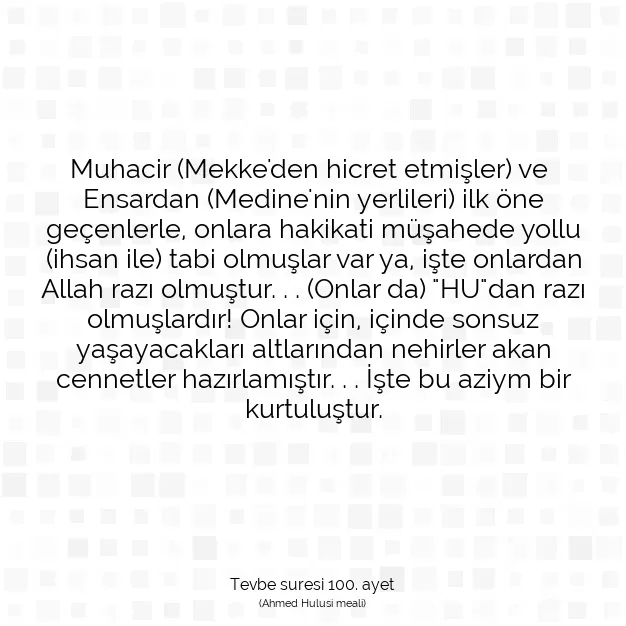 Ayetbul | Kuran Mealleri | Quran | Tevbe suresi 100. ayet