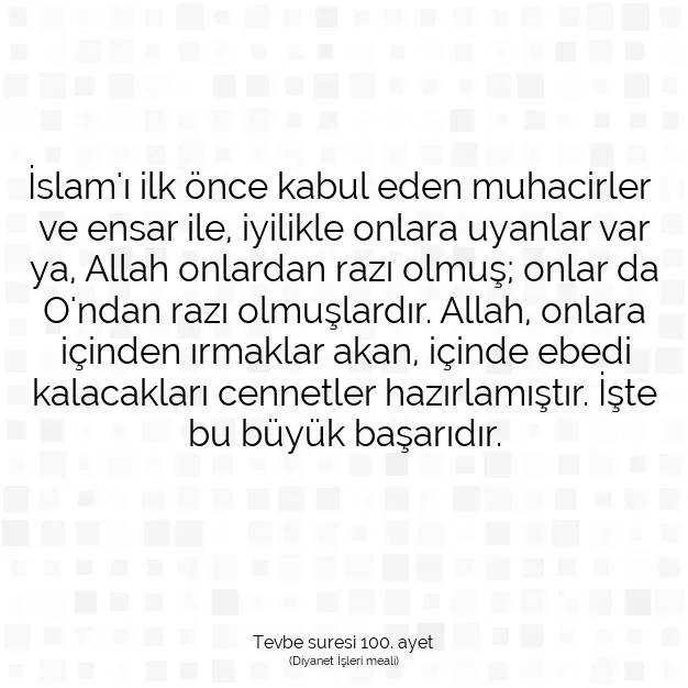 Ayetbul | Kuran Mealleri | Quran | Tevbe suresi 100. ayet