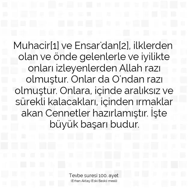 Ayetbul | Kuran Mealleri | Quran | Tevbe suresi 100. ayet