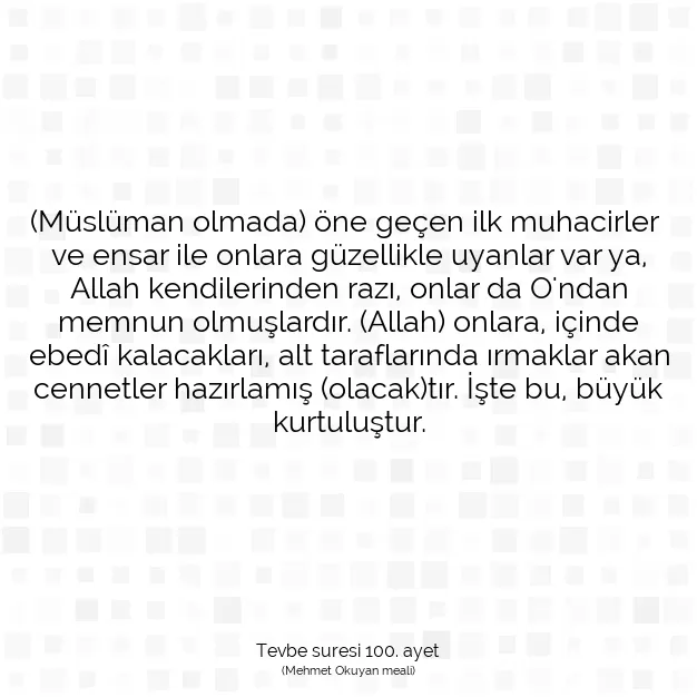 Ayetbul | Kuran Mealleri | Quran | Tevbe suresi 100. ayet