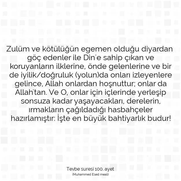 Ayetbul | Kuran Mealleri | Quran | Tevbe suresi 100. ayet