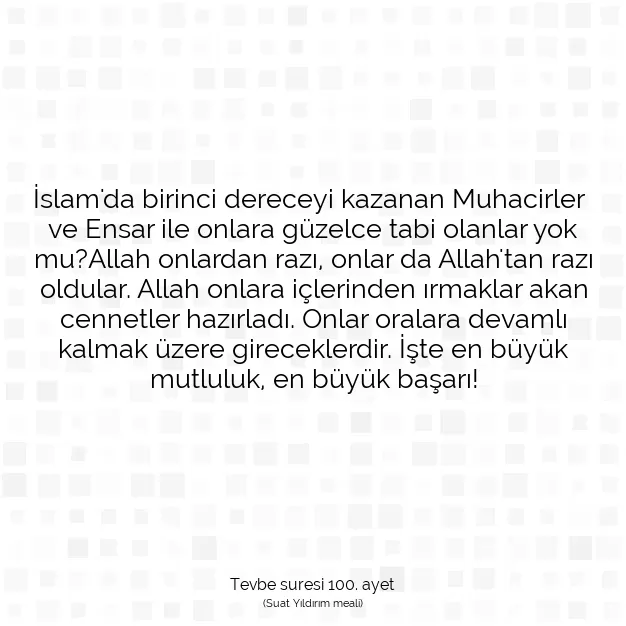 Ayetbul | Kuran Mealleri | Quran | Tevbe suresi 100. ayet