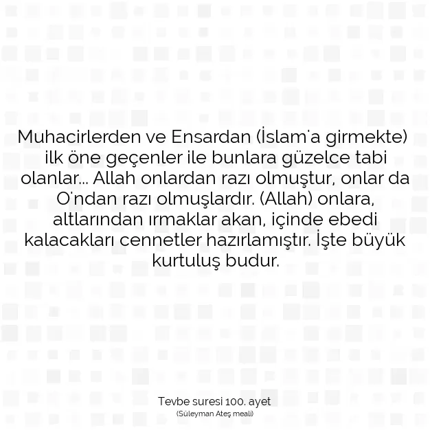 Ayetbul | Kuran Mealleri | Quran | Tevbe suresi 100. ayet