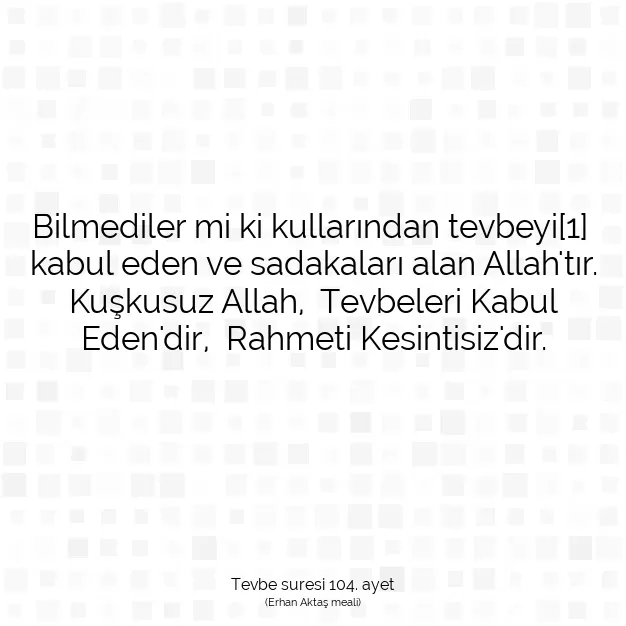 Ayetbul | Kuran Mealleri | Quran | Tevbe suresi 104. ayet