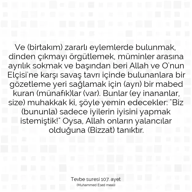 Ayetbul | Kuran Mealleri | Quran | Tevbe suresi 107. ayet