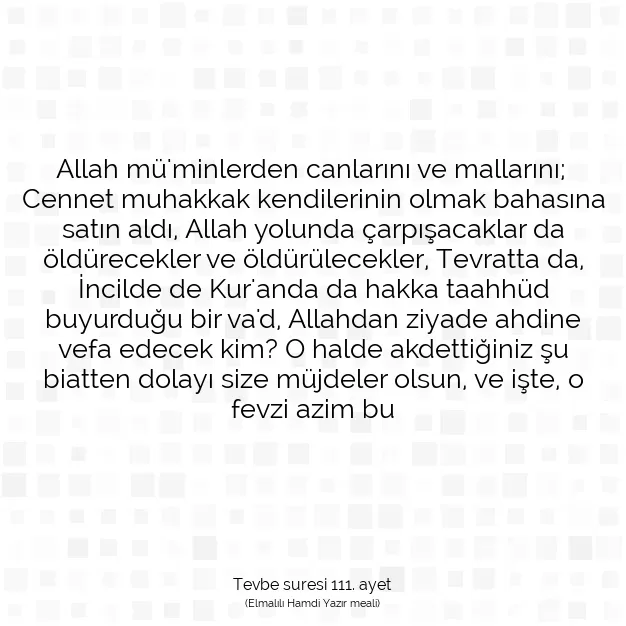 Ayetbul | Kuran Mealleri | Quran | Tevbe suresi 111. ayet