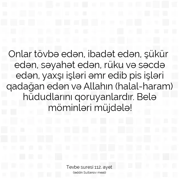 Ayetbul | Kuran Mealleri | Quran | Tevbe suresi 112. ayet