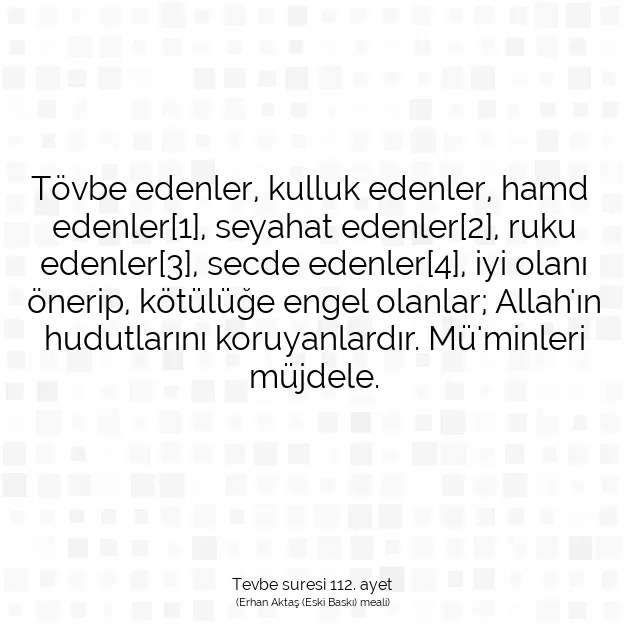 Ayetbul | Kuran Mealleri | Quran | Tevbe suresi 112. ayet