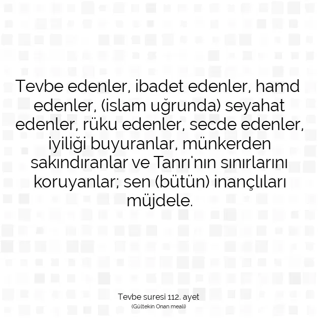 Ayetbul | Kuran Mealleri | Quran | Tevbe suresi 112. ayet