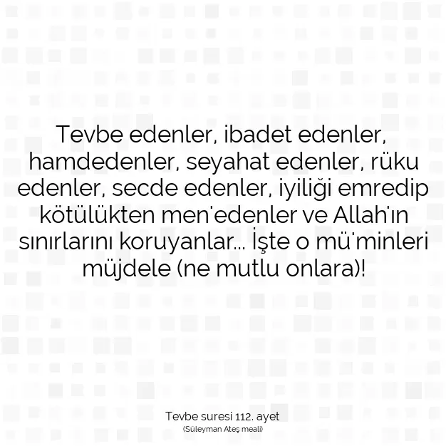 Ayetbul | Kuran Mealleri | Quran | Tevbe suresi 112. ayet