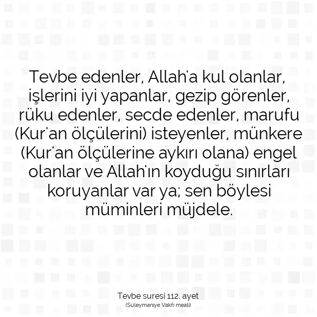 Ayetbul | Kuran Mealleri | Quran | Tevbe suresi 112. ayet