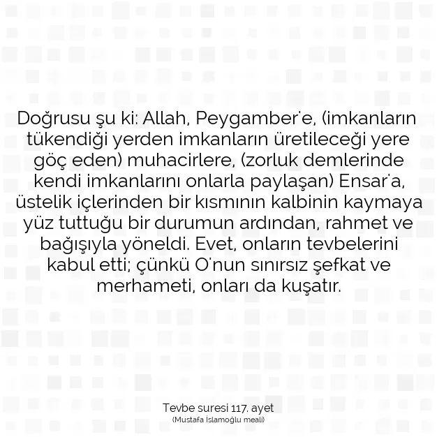 Ayetbul | Kuran Mealleri | Quran | Tevbe suresi 117. ayet