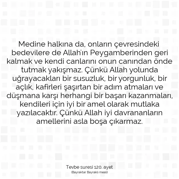 Ayetbul | Kuran Mealleri | Quran | Tevbe suresi 120. ayet