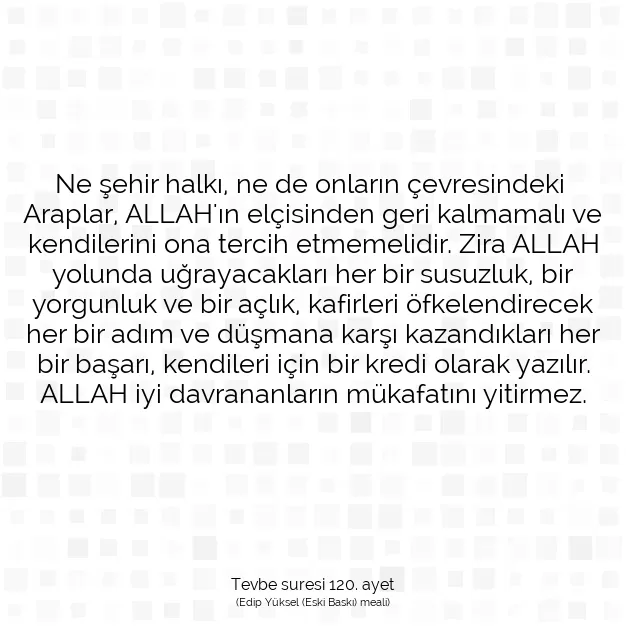 Ayetbul | Kuran Mealleri | Quran | Tevbe suresi 120. ayet