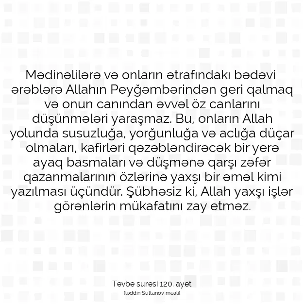 Ayetbul | Kuran Mealleri | Quran | Tevbe suresi 120. ayet