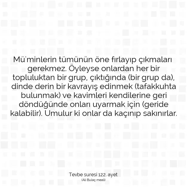 Ayetbul | Kuran Mealleri | Quran | Tevbe suresi 122. ayet