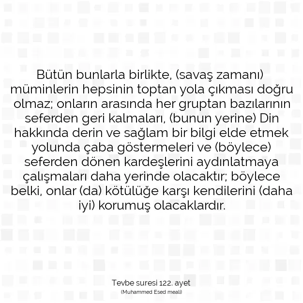 Ayetbul | Kuran Mealleri | Quran | Tevbe suresi 122. ayet