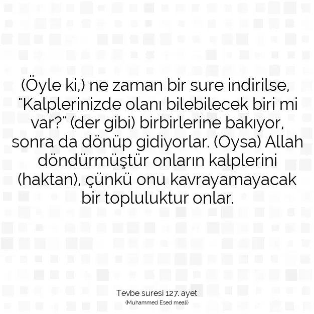 Ayetbul | Kuran Mealleri | Quran | Tevbe suresi 127. ayet