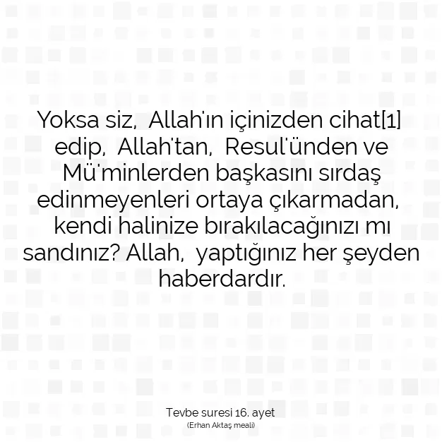 Ayetbul | Kuran Mealleri | Quran | Tevbe suresi 16. ayet