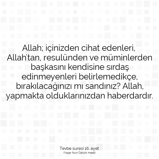 Ayetbul | Kuran Mealleri | Quran | Tevbe suresi 16. ayet