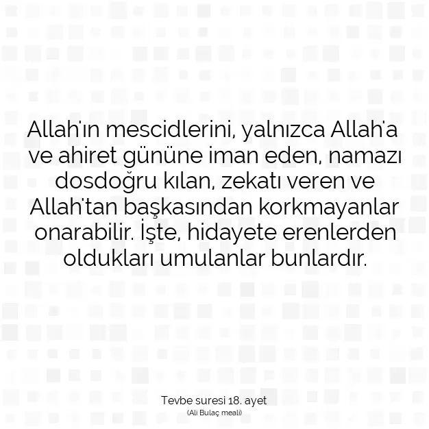 Ayetbul | Kuran Mealleri | Quran | Tevbe suresi 18. ayet