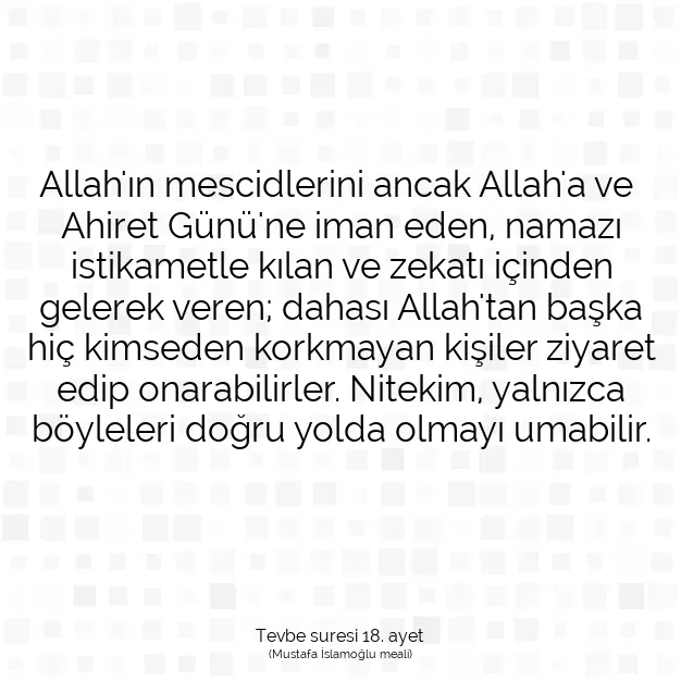 Ayetbul | Kuran Mealleri | Quran | Tevbe suresi 18. ayet