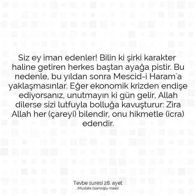 Ayetbul | Kuran Mealleri | Quran | Tevbe suresi 28. ayet