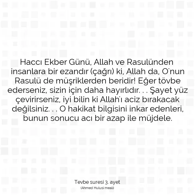 Ayetbul | Kuran Mealleri | Quran | Tevbe suresi 3. ayet