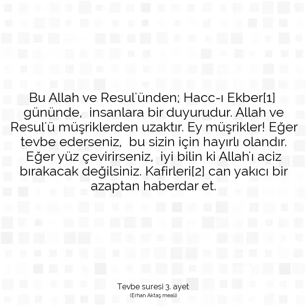 Ayetbul | Kuran Mealleri | Quran | Tevbe suresi 3. ayet