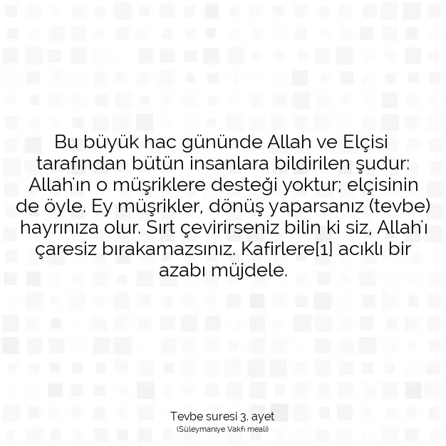 Ayetbul | Kuran Mealleri | Quran | Tevbe suresi 3. ayet