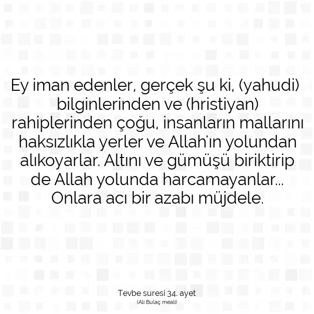 Ayetbul | Kuran Mealleri | Quran | Tevbe suresi 34. ayet