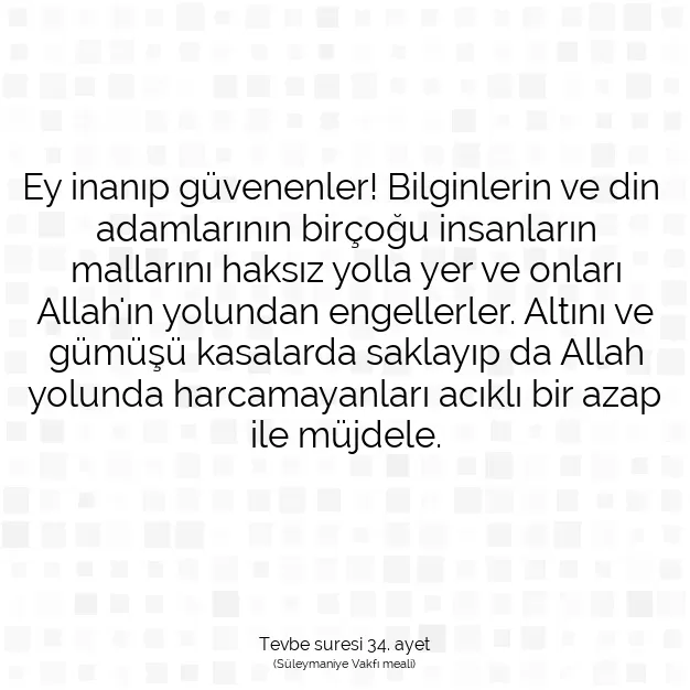 Ayetbul | Kuran Mealleri | Quran | Tevbe suresi 34. ayet