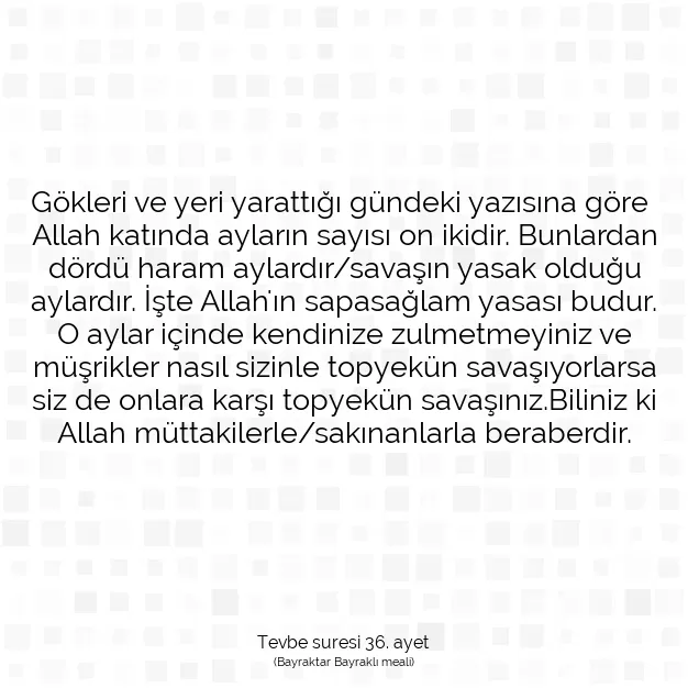 Ayetbul | Kuran Mealleri | Quran | Tevbe suresi 36. ayet