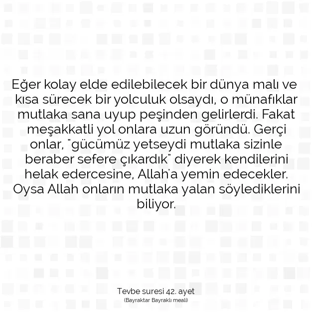 Ayetbul | Kuran Mealleri | Quran | Tevbe suresi 42. ayet