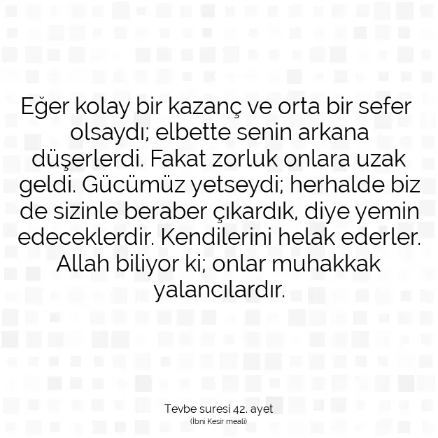 Ayetbul | Kuran Mealleri | Quran | Tevbe suresi 42. ayet