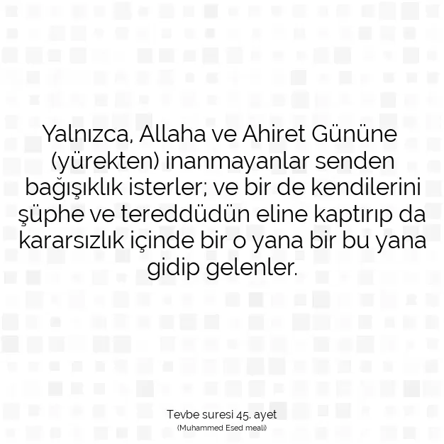 Ayetbul | Kuran Mealleri | Quran | Tevbe suresi 45. ayet