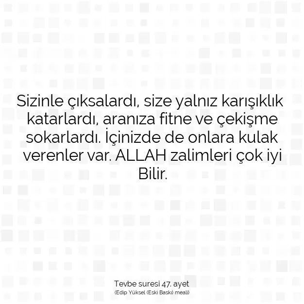 Ayetbul | Kuran Mealleri | Quran | Tevbe suresi 47. ayet