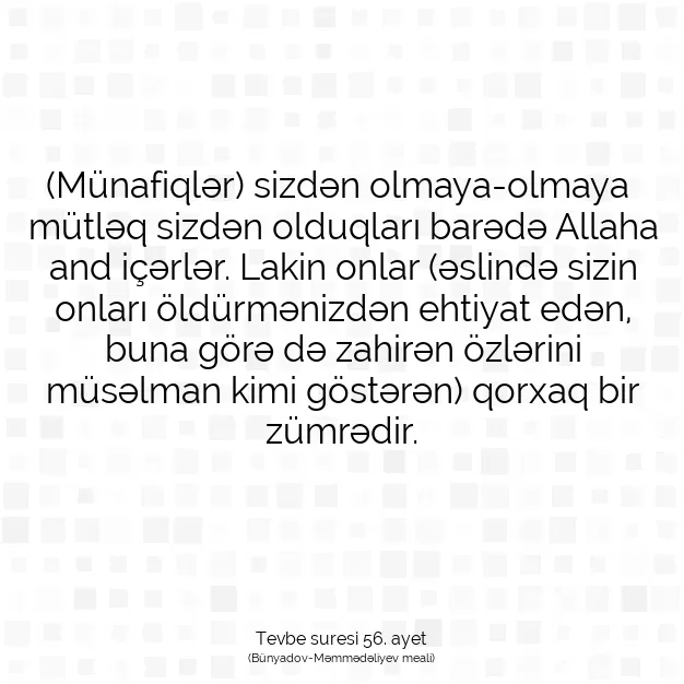 Ayetbul | Kuran Mealleri | Quran | Tevbe suresi 56. ayet