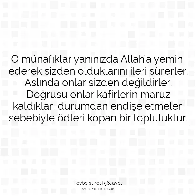 Ayetbul | Kuran Mealleri | Quran | Tevbe suresi 56. ayet