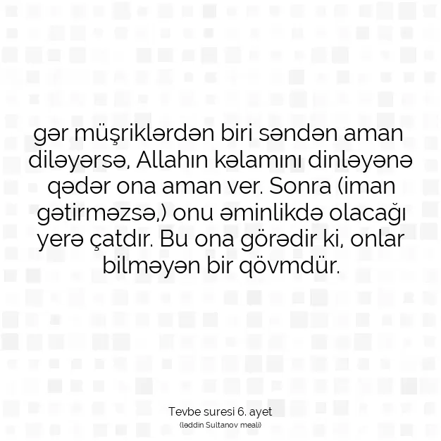 Ayetbul | Kuran Mealleri | Quran | Tevbe suresi 6. ayet