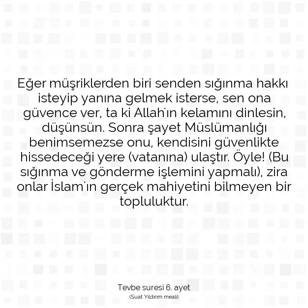 Ayetbul | Kuran Mealleri | Quran | Tevbe suresi 6. ayet