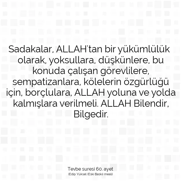 Ayetbul | Kuran Mealleri | Quran | Tevbe suresi 60. ayet