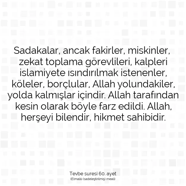 Ayetbul | Kuran Mealleri | Quran | Tevbe suresi 60. ayet